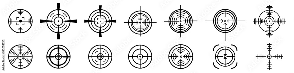 Target icons .Precision Target Icon. Bullseye, Focus, Crosshair, Reticle, Viewfinder.Sharpshooting Icon. Bullseye Target, Crosshair, Precision Reticle.Vector
Target icons .Precision Target Icon. Bullseye, Focus, Crosshair, Reticle, Viewfinder.Sharpshooting Icon. Bullseye Target, Crosshair, Precision Reticle.Vector