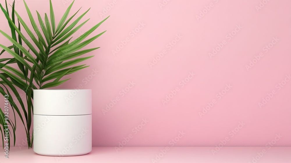 A simple indoor scene featuring a green plant in a white pot against a pink wall, perfect for modern home decor. A simple indoor scene featuring a green plant in a white pot against a pink wall, perfect for modern home decor.