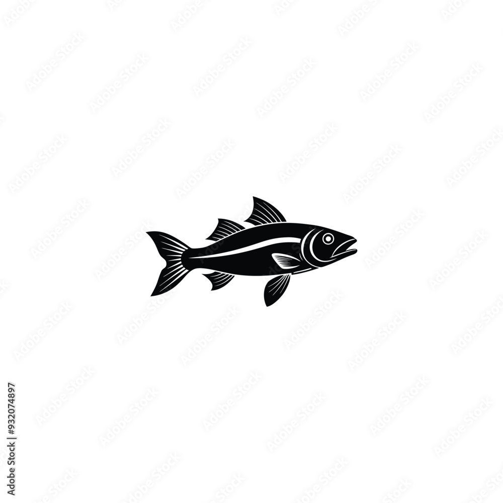 Walleye Fish Black Vector Silhouette Walleye Fish Black Vector Silhouette