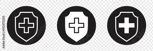 shield with white cross isolated on transparent background
