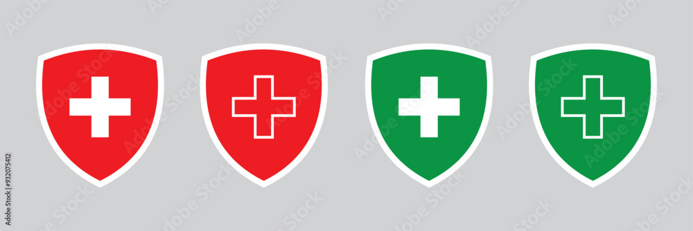 Fototapeta premium shield with white cross isolated on transparent background