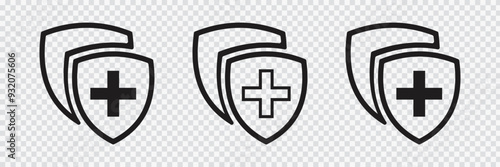 shield with white cross isolated on transparent background