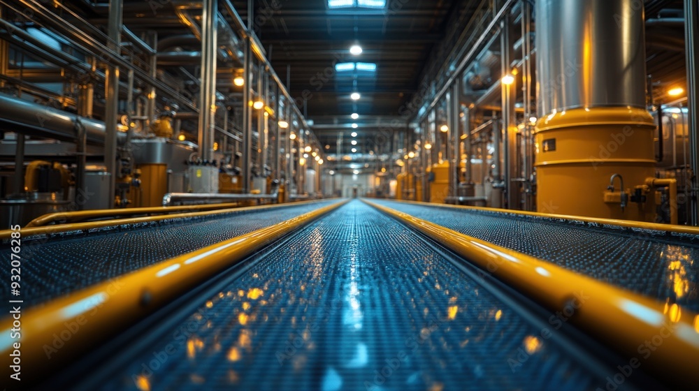 Industrial Conveyor Belt in a Factory Industrial Conveyor Belt in a Factory