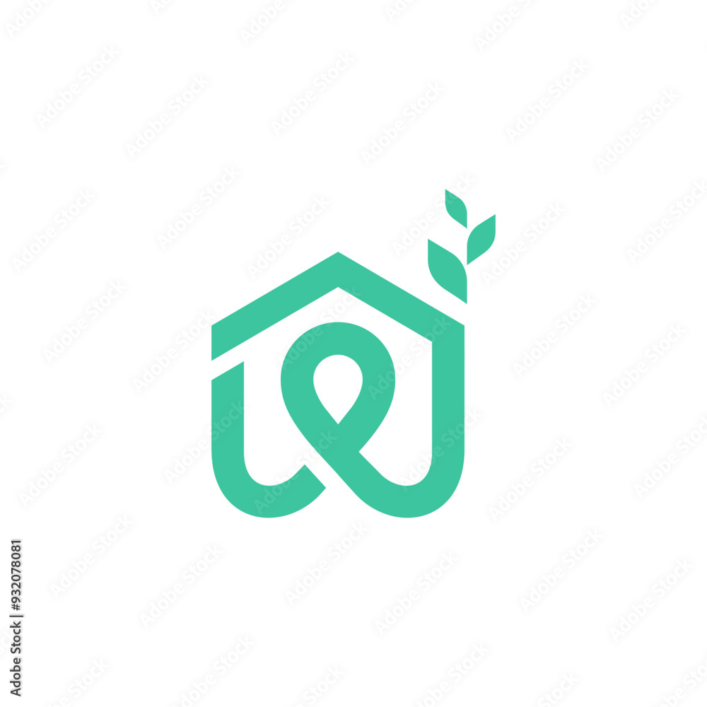 home with plant leaf grow logo, vector design for green house business home with plant leaf grow logo, vector design for green house business