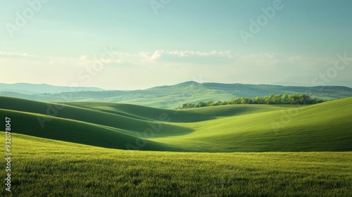 Rolling Green Hills under a Blue Sky