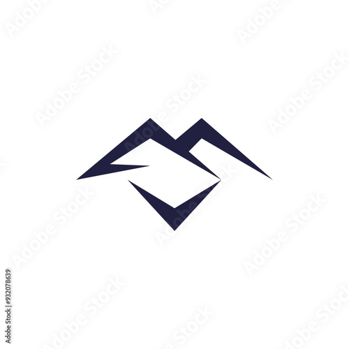 Free Download Minimalist M letter meaning mountain logo, V for meaning view, black color read editable, vector design - GFXLoad