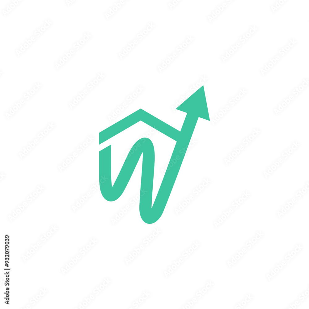 W letter logo with arrow icon, flat logo, vector design for grow business W letter logo with arrow icon, flat logo, vector design for grow business