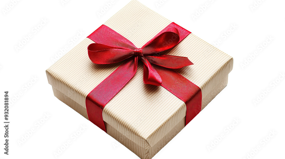 Obraz premium Gift box with red ribbon on white background,png
