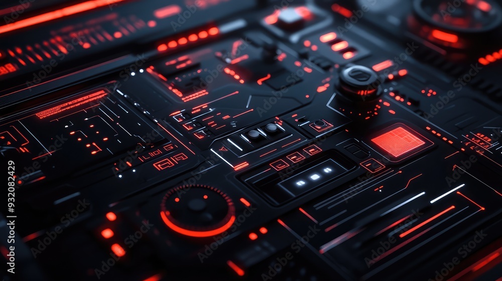 Minimalistic black digital interface with abstract, glowing elements and futuristic design. Minimalistic black digital interface with abstract, glowing elements and futuristic design.