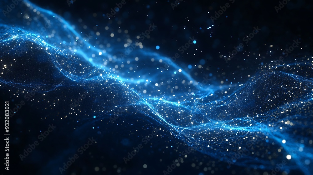Celestial Burst of Intense Blue Light - Abstract 3D Illustration of Galactic Explosion with Sparkling Particles and Azure Lines in Dark Space Background Celestial Burst of Intense Blue Light - Abstract 3D Illustration of Galactic Explosion with Sparkling Particles and Azure Lines in Dark Space Background
