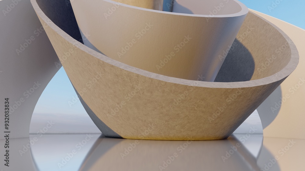 Abstract architecture background curved building 3d render Abstract architecture background curved building 3d render