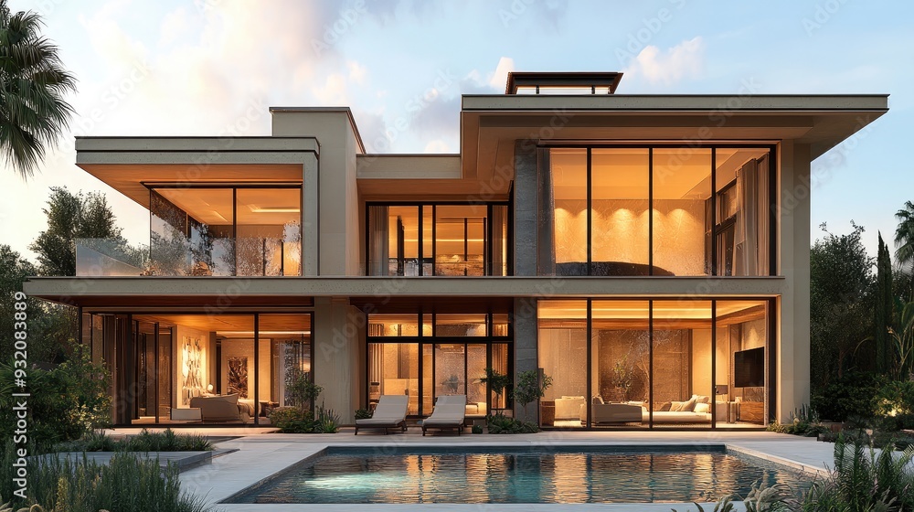 Fototapeta premium Real estate brochure featuring luxurious properties, with high-quality photos and a sophisticated design