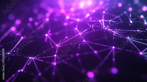 Futuristic Network Architecture - Abstract Digital Background with Neon Lines and Nodes in Electric Purple
