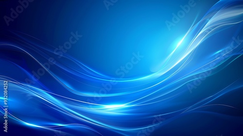 Abstract Blue Waves with Glowing Edges