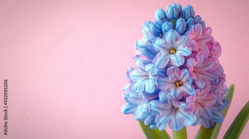 Fototapeta premium A blue and white flower with a pink center. Generative AI
