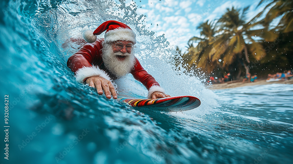 Santa surfing - Summer vacation