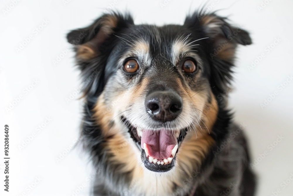 Cheerful dog displays its playful personality and bright eyes Cheerful dog displays its playful personality and bright eyes