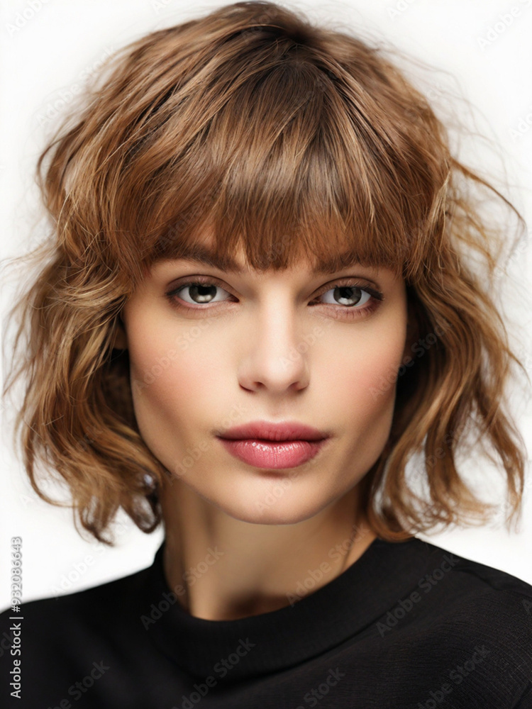 Close up studio portrait of natural beautiful woman with natural make up on the white background Close up studio portrait of natural beautiful woman with natural make up on the white background
