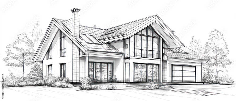 technical sketch line style white background. Generative AI technical sketch line style white background. Generative AI