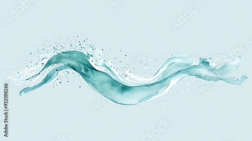 Whimsical Seafoam Curling Abstract Watercolor Brush Strokes on Aqua Background - Vector Illustration for Graphic Design