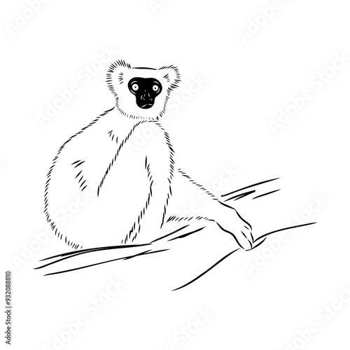 Verreaux's sifaka - vector illustration sketch hand drawn with black lines