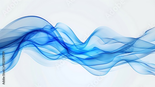 Abstract Blue Waves on White Background