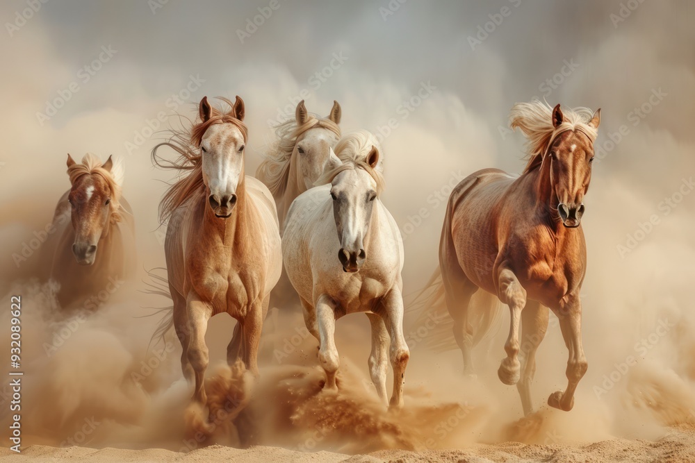 Horses Galloping Through Dust Cloud Horses Galloping Through Dust Cloud