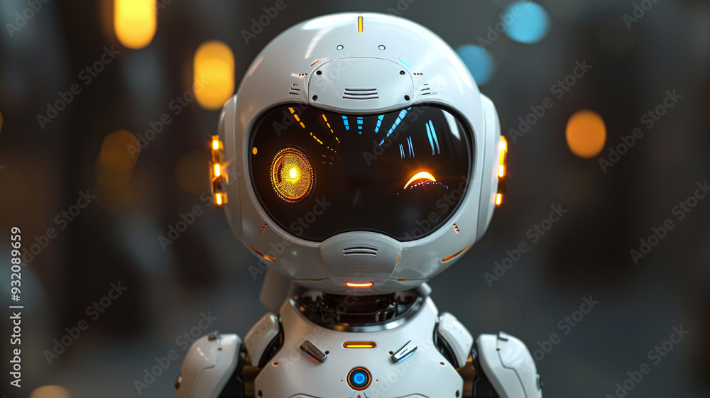 Mini robot, artificial intelligence, close up Mini robot, artificial intelligence, close up