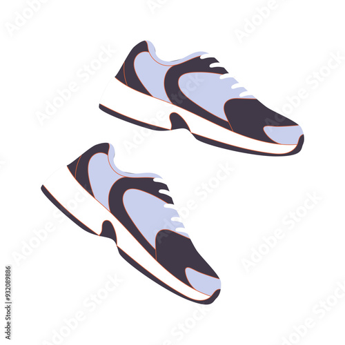 Modern sneakers pair. Stylish comfortable trainers, sportswear. Athletic shoes casual urban style footwear.