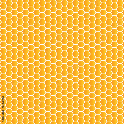 Honeycombs. Abstract geometric ornament. Yellow honeycombs on a white background. Vector illustration.