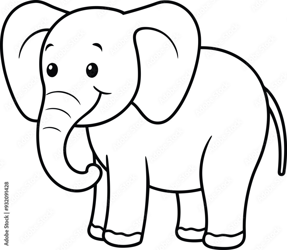 Fun black and white elephant illustration perfect for kids to color and enjoy
Fun black and white elephant illustration perfect for kids to color and enjoy