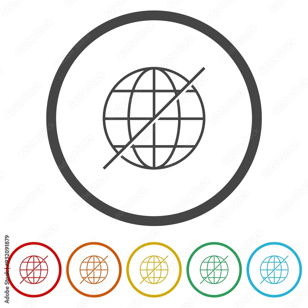 Offline internet icon. Set icons in color circle buttons Offline internet icon. Set icons in color circle buttons