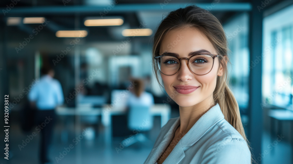 Confident Businesswoman in Modern Office Setting - Professional Success Portrait Confident Businesswoman in Modern Office Setting - Professional Success Portrait