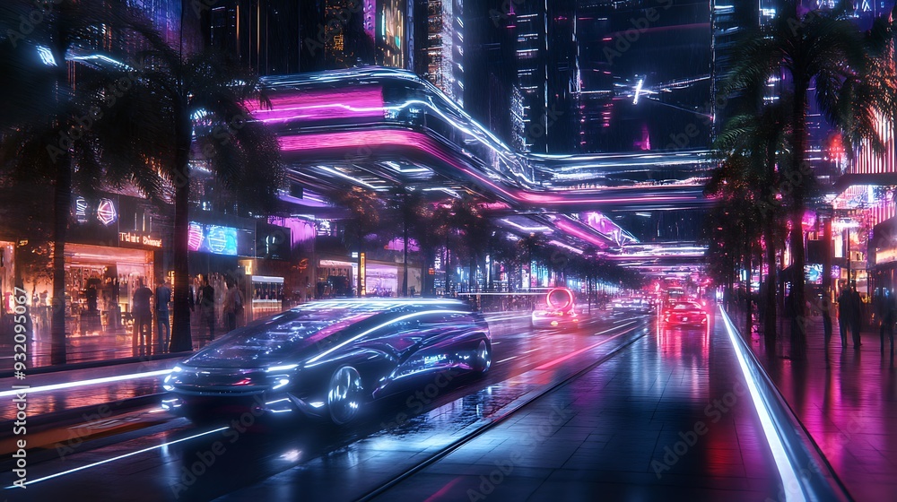 Fotografie An advanced smart city with integrated digital infrastructure and autonomous sys