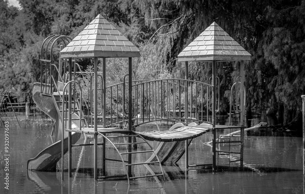 Obraz premium juegos infantiles, estanque, arboles, raices de arbol, camecuaro, michoacan, naturaleza, agua, Lago de Camécuaro, parque nacional, mexico, paisaje, corteza de arbol