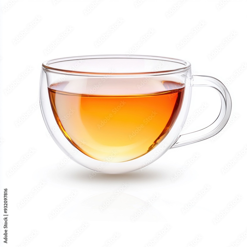 Glass Cup of Hot Tea Isolated on White Background Glass Cup of Hot Tea Isolated on White Background