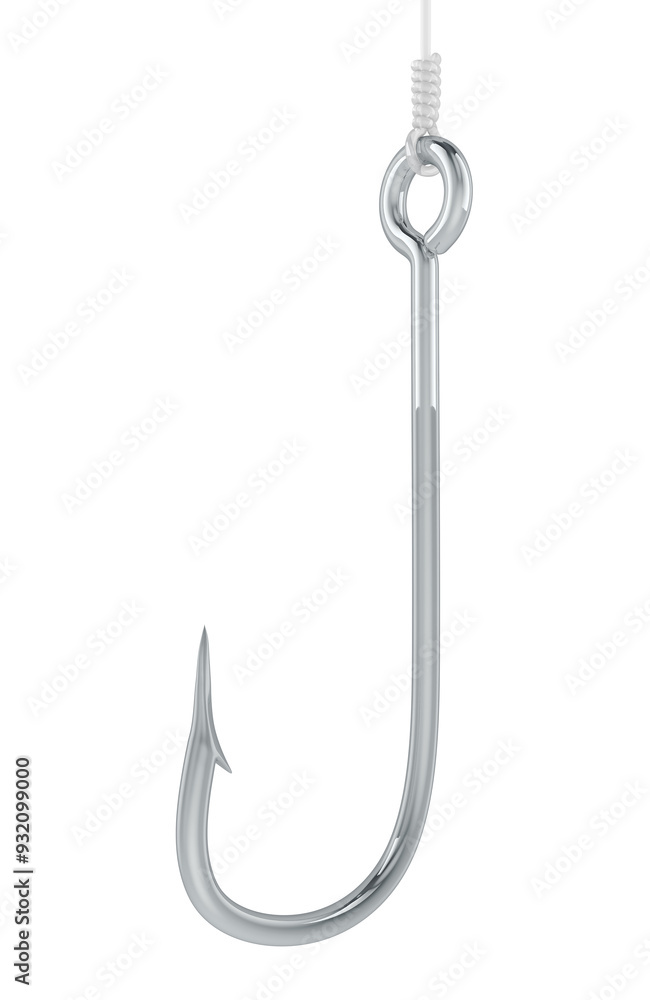 Fishing Hook, 3D rendering isolated on transparent background Fishing Hook, 3D rendering isolated on transparent background