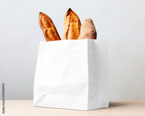 Paper bag png grocery shopping mockup, transparent design photo