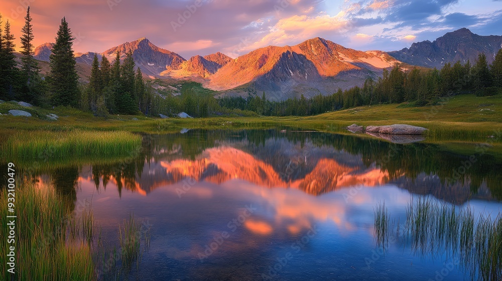 Fototapeta premium sunset over the lake