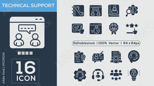  Technical icon set. Outline icons collection. Simple vector illustration.