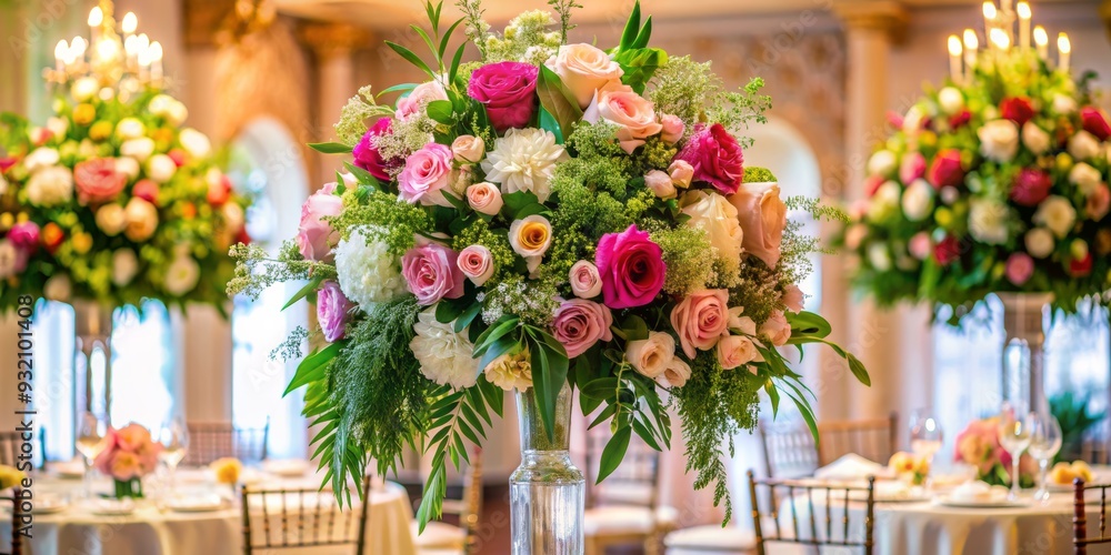 Elegant Wedding Centerpiece with Roses and Greenery, Wedding Decor, Floral Arrangements, Centerpieces, Wedding Flowers Elegant Wedding Centerpiece with Roses and Greenery, Wedding Decor, Floral Arrangements, Centerpieces, Wedding Flowers