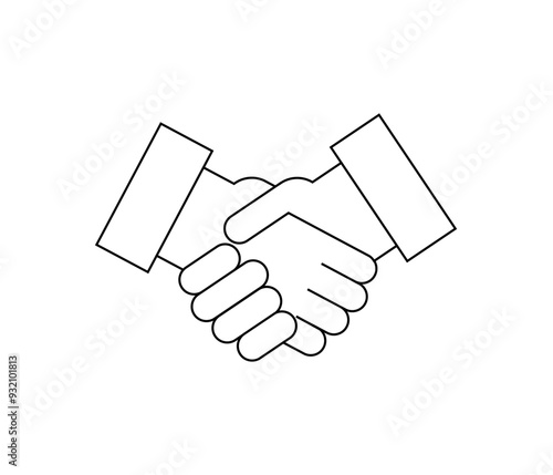 Handshake, symbolizing agreement, partnership, or cooperation. Suitable for themes related to business, negotiation, or teamwork in a modern, iconic design. Business deals, teamwork, and collaboration