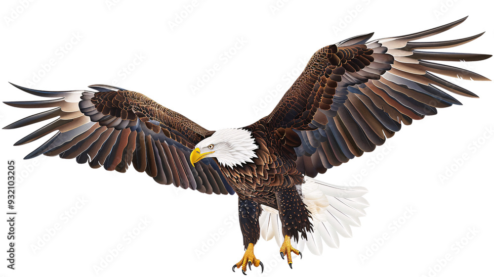 Eagle circling high above the mountains, white background for clipping Eagle circling high above the mountains, white background for clipping