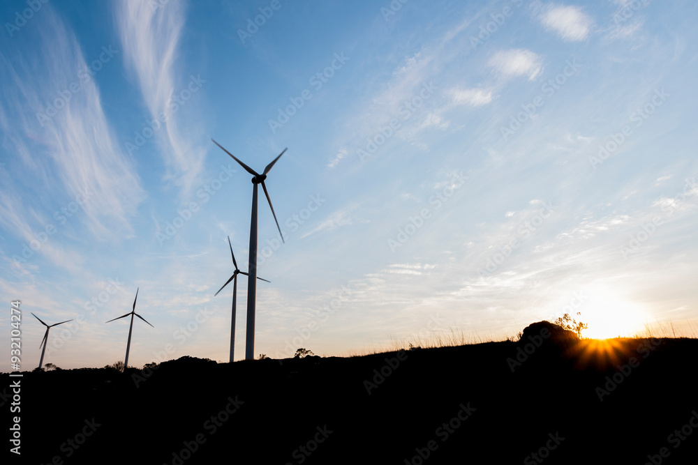 Obraz premium Parque Eólico, Geração de energia renovável, Turbinas eólicas 