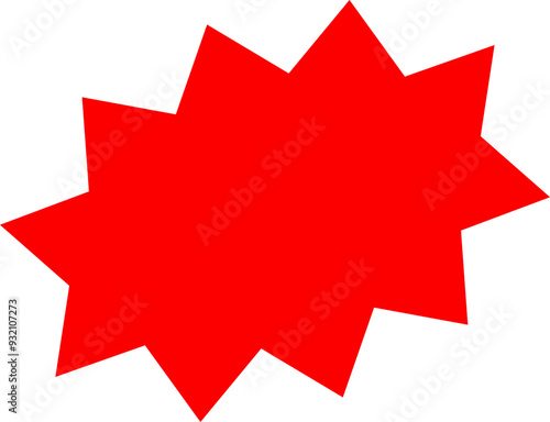Starburst red sticker set - collection of special offer sale oval and round shaped sunburst labels and badges. Promo stickers with star edges. Vector.