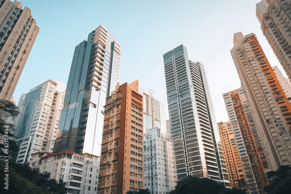 Modern Skyscrapers in a Dense Urban City Modern Skyscrapers in a Dense Urban City