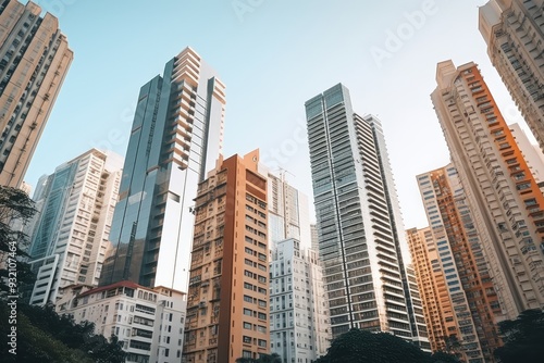 Modern Skyscrapers in a Dense Urban City