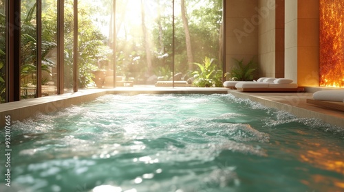 Indoor Pool with Lush Greenery View