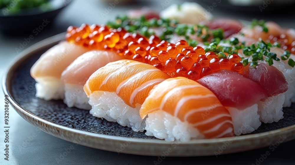Assorted Sushi Nigiri on Plate