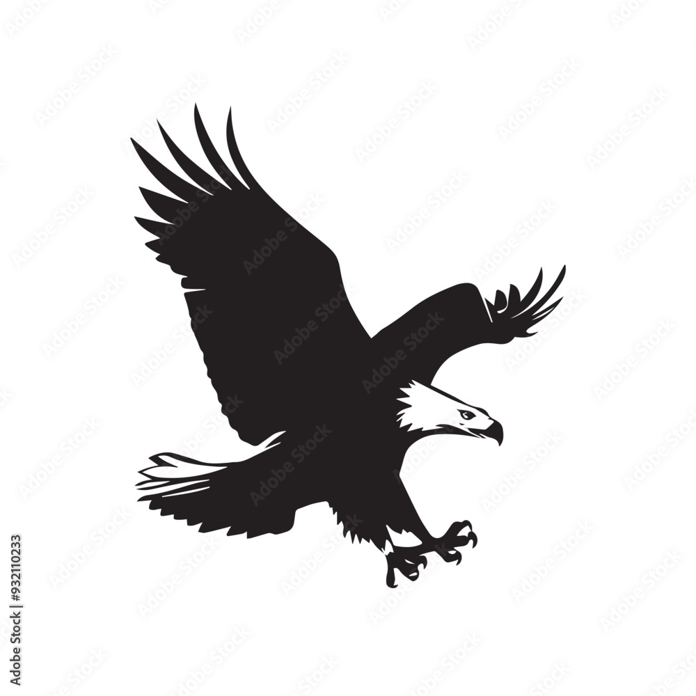 Bald Eagle Silhouette vector style , lack and white flat vector art of a bald eagle Bald Eagle Silhouette vector style , lack and white flat vector art of a bald eagle